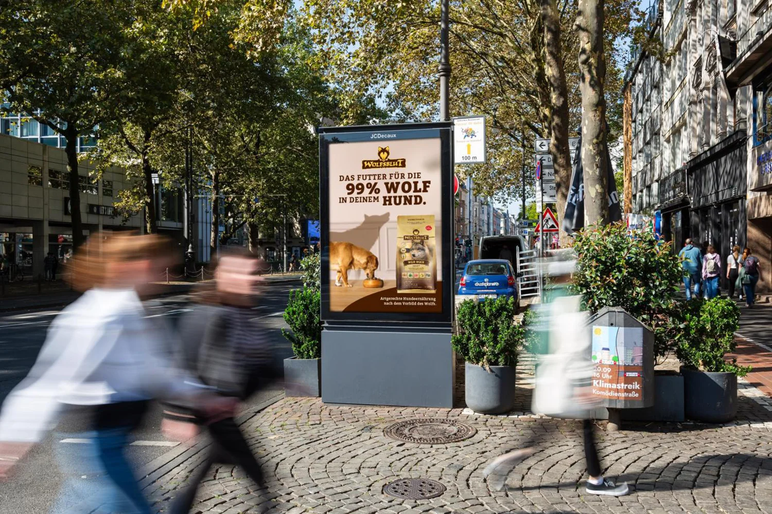 City Light Poster mit Werbung für Tiernahrung in Köln.
