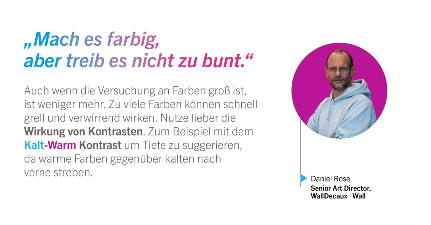 Zitat und Bild von Daniel Rose zur Plakatgestaltung.